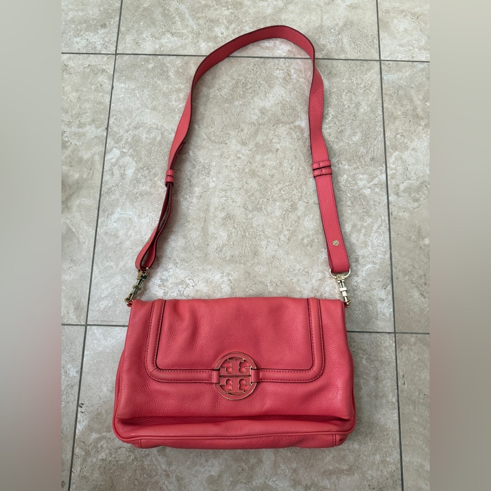 Tory Burch Amanda fold over bag crossbody or clutch gold hardware